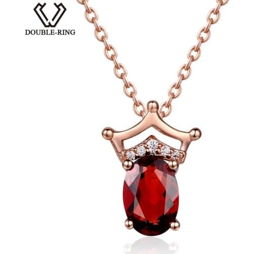 DOUBLE-R 1.05ct Natural Garnet Gemstone Fine wedding jewelry pendant Necklace 925 sterling silver pendant for women