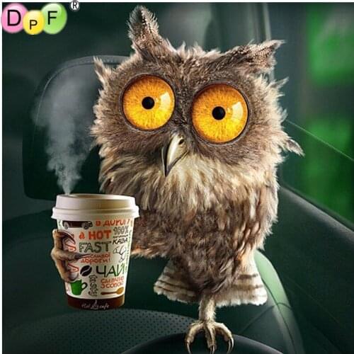 DPF diamond embroidery DIY cartoon coffee owl 5D crafts diamond painting cross stitch needlework Gift mosaic square home decor