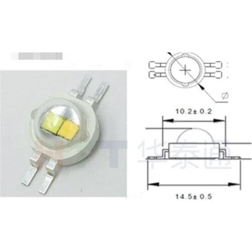 Bicolor high power 3w led diode for photo light white@warm white color 700ma 4pins
