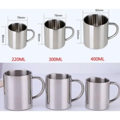 Fashion Brief Stainless Steel Coffee Cup Coffee Mug Jug Milk Tea Cups Office Water Cups 220ml 300ml 400ml