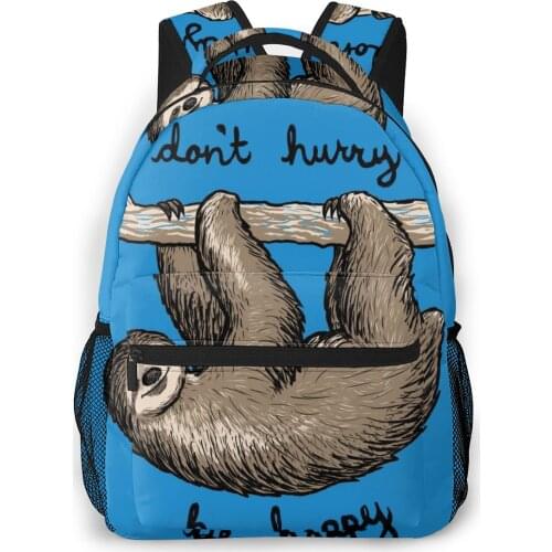 Fashion Backpack Women Men Unisex Students Backpacks Sloth Print Travel bag Bookbag