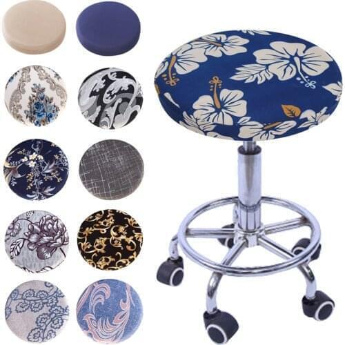 Ornament Soft Floral Printed Stool Cover Home Bar Office Meeting Seat Polyester Slipcover Four Seasons Seat Elastic Round Chair