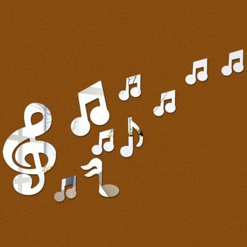 Surface sticker romantic music note acrylic mirror diy 3d wall stickers home decorative mural decal