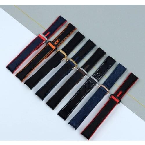 Nylon Rubber Watch Band Fit For Omega Seamaster 300 Planet Ocean 600 Orange Canvas Black Silicone Strap 20mm