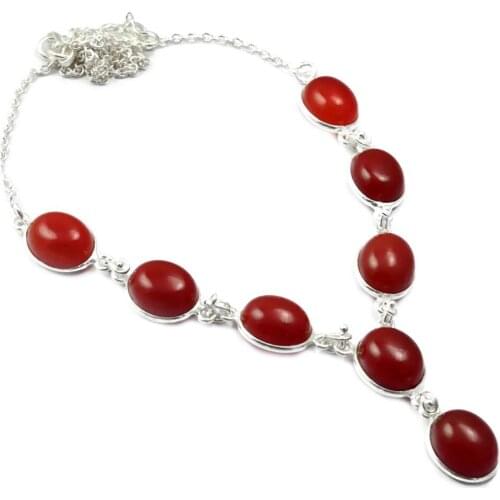 NiaoZaiFei YunZaiKan Carnelian Necklace 925 Sterling Silver, 48 cm, MHBNE0078