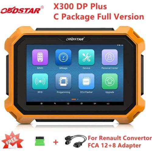 OBDSTAR X300 DP Plus C Package Full Version Support ECU Programming and Smart Key Get Free Adapter for Renault&FCA 12+8 Adaper