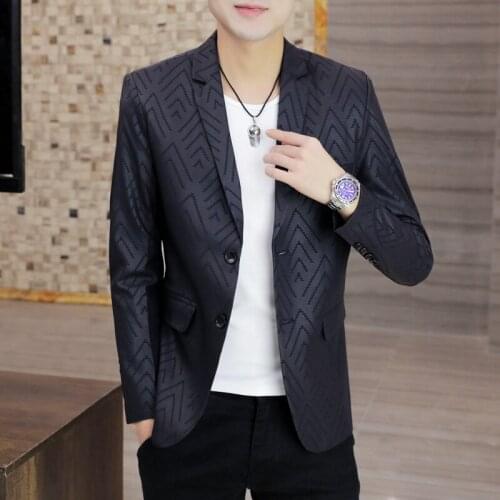 Autumn 2021 Mens Line Printed Suit Youth New Slim-Fitting Cool blazer for men