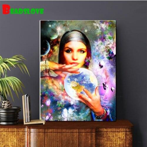 Full square round diamond painting Fantasy woman butterfly full diamond embroidery rhinestone mosaic diamond inlaid B50