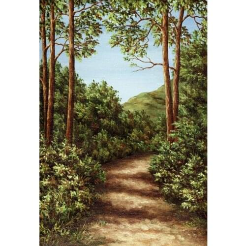 Natural Scenery Series Background For PhotographyBlue Sky Green Trees And Mountain With Mud Road Backdrop For Photo Booth Props