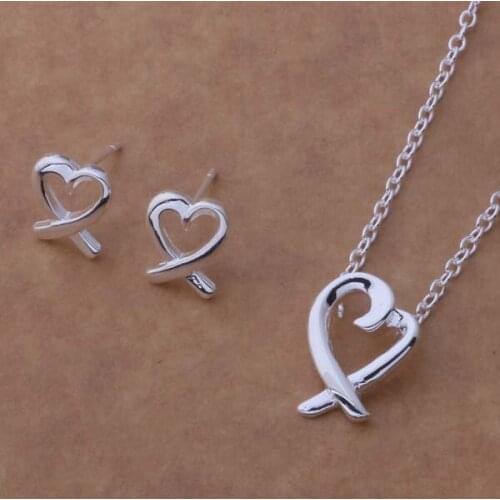 AS051 Hot sterling silver color color Jewelry Sets Earring 192 + Necklace 590 /achaitoa aiuajaba