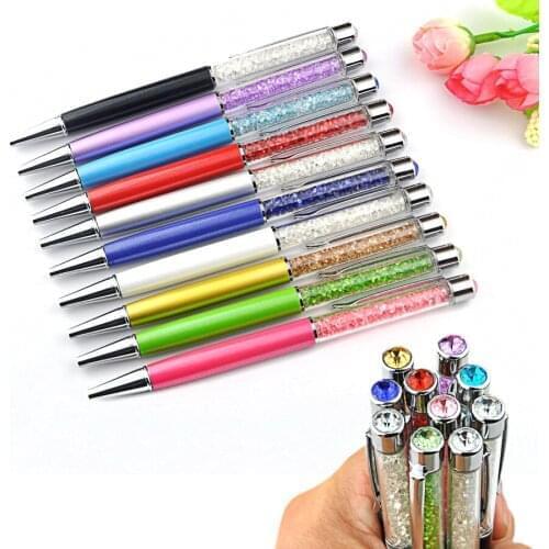 500Pcs Crystal Pen Top Big Diamond Ballpoint Stationery Roller Metal Ballpen Caneta Novelty Gift Office Material School Supplies