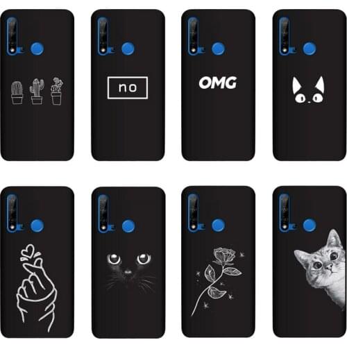 QAQsam Silicone Cover For Huawei Nova 5i Case Painting Flower Cat Moon Matte Phone Cases Funda