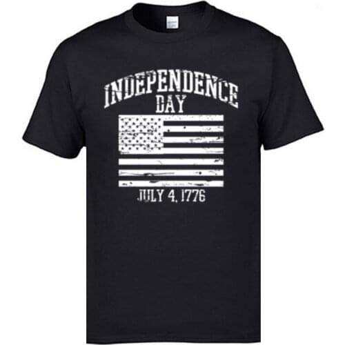Cute Men T-shirts Round Collar Pure Cotton Independence Day Tops T Shirt Camisas Hombre Customized Tops Shirts