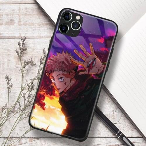 Yuji Itadori Jujutsu Kaisen Anime Soft TPU Glass Phone Case for IPhone SE 6s 7 8 Plus X Xr Xs 11 12 Mini Pro Max Samsung Redmi