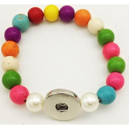 Sterling Jewelry One Direction Jewelry Color Stone Handmade Adjustable Snap Button Bracelet Ba1330 (fit 18mm 20mm Snap)