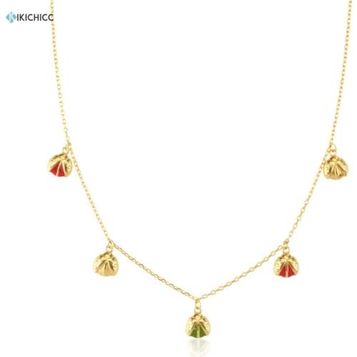 KIKICHICC 925 Sterling Silver Gold Joanne Ingrid Charm Long Chain Choker House Of Beetle Women Long Chain Jewelry Apple Red