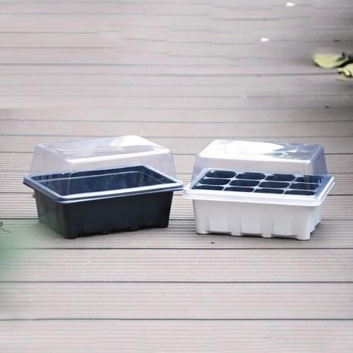 1 Set Of Multicolor 12 Grid Plastic Nursery Pot Garden Plant Nursery Tray Germination Box With Lid Garden Nursery Po