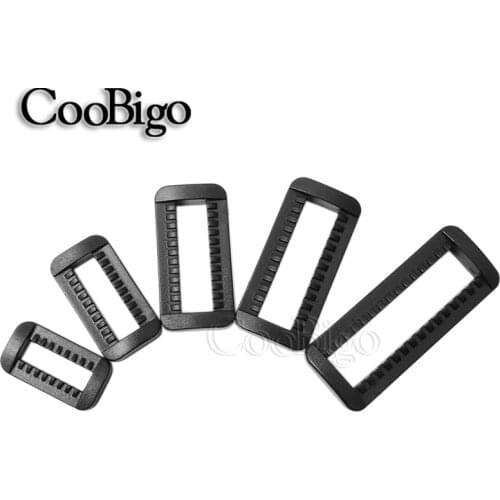 2pcs Plastic Multi Size Loop lock Rectangular Rings Black Adjustable Slider Buckle For Backpack Strap Webbing Belt Bag Parts