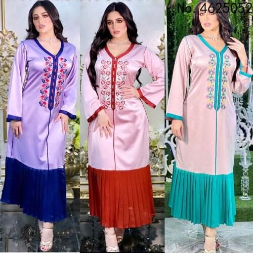 2021 Muslim Dubai Abaya Women Long Sleeve Kimono Moroccan Caftan Evening Gowns Eid Mubarak Modest Dress Djellaba Femme Robes