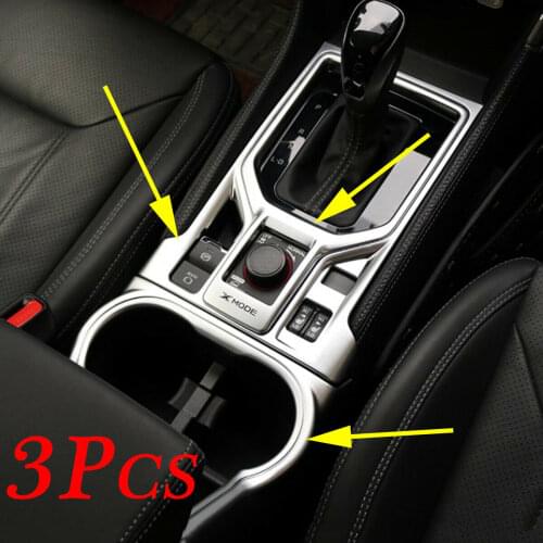 ABS Chrome Water Cup Holder + Gear Shift Box Panel Cover Trim Fit For Subaru Forester SK 2019 2020 Accessories 3Pcs