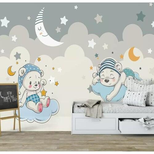 Milofi custom 3D wallpaper mural cartoon bear moon background wall living room bedroom decoration painting wallpaper