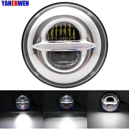 7'' Round LED Projection Headlight compatible 50W DRL Hi/low Beam Motorcycle Headlamp Driving lamp for Car Sportster Motorcycle