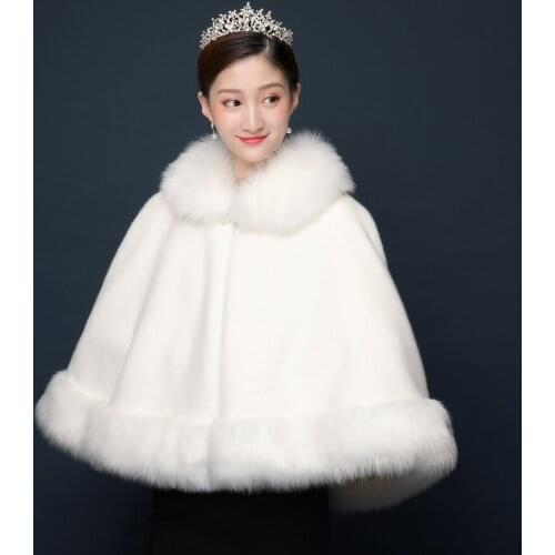 White Women Bolero Wedding Bridal Wraps Shawls Warm Winter Bolero Femme Manche Longue