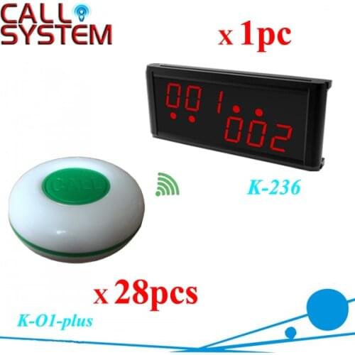 Restaurant wireless system with guest pager call button 28pcs and one counter monitor display in 433.92mhz