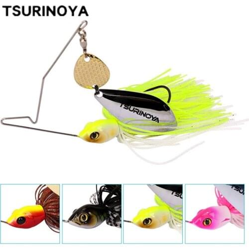 TSURINOYA 4Pcs/lot Spinners Bait Rubber Jig Head Fishing Lure Metal Spoon 4 Colors Fishing Lure with Barbed Hook Spinnerbait