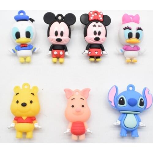 Disney Keychain Charms Mickey Minnie Ring Stitch Key Chain Fashion Jewelry Winnie The Pooh Keychains Purses Car Accessories Gift