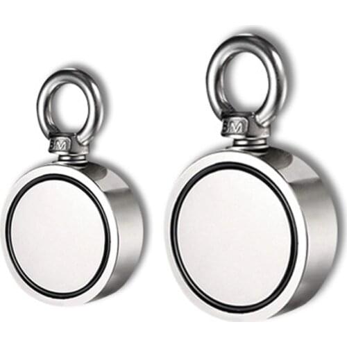 Double Sided Powerful Neodymium Magnet Big Magnetic Strong Salvage River Fishing Magnets Ring Hook Permanent NdFeB Magnets Hooks