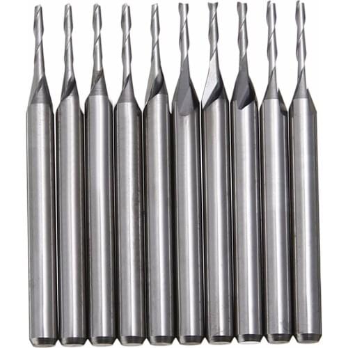10Pcs End Milling Tungsten Steel 2 Flutes Cutter 1/8" 1mm Double Flute Spiral Carbide Flat Nose End Mill CNC Router Bit Mayitr
