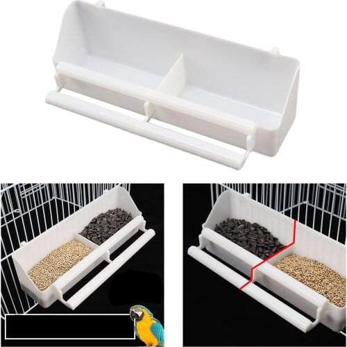 Pet Bird Feeder Hanging Food Water Bowl Pigeons Stand Cage Feeding Tools Bird Food Container Cage Accessories, Large, White