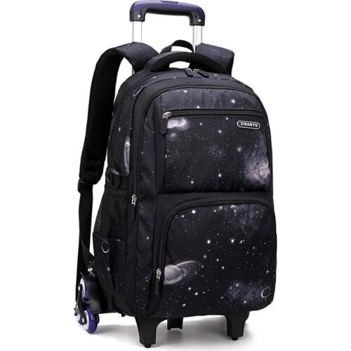 Aerospace Galaxy Primary Middle High School Rolling Bag Backpack Trolley Wheeled Elementary Bookbag Travel Rucksack