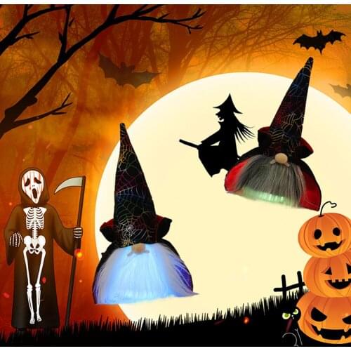 Colorful Gnome Plush Faceless Doll With Light Dwarf Ornament Halloween Glowing Vampire Doll New Party Decor