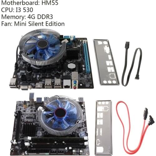 1Set HM55 Computer Motherboard I3 I5 Lga 1156 4G Memory Fan Desktop Mainboard