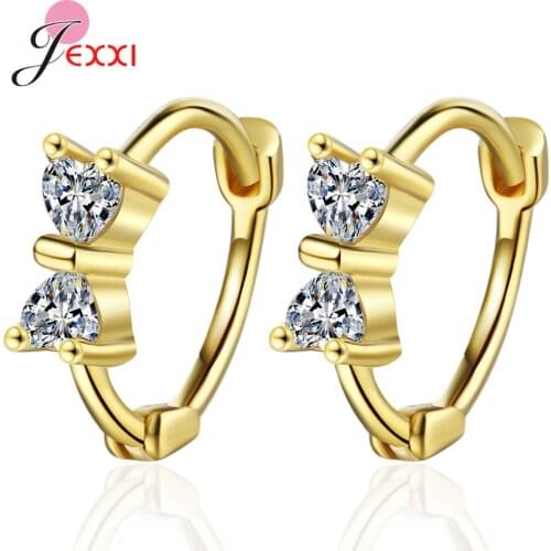 Fashion Cute 925 Silver Shiny Cubic Zircon Bowknot Hoop Earrings For Women Girls Loop Huggies Earring Gift Jewelry Supplies