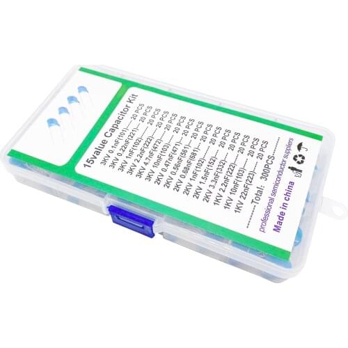 Ceramics capacitor kit 15Values*20pcs=300pcs 223 103 222 332 152 102 681 561 471 472 221 101 0.1/0.22NF 1KV 2KV 3KV High Voltage