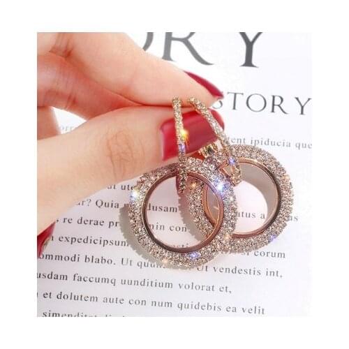 New design creative jewelry high-grade elegant crystal round Gold and 925silver needle earrings wedding party earrings for woman