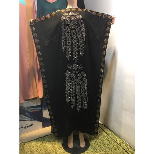 NEW Fashion Africa style Europe abaya long Dashiki Diamond Clothes Black Dress Kalama Loose And Comfortable Muslim Robe For Lady