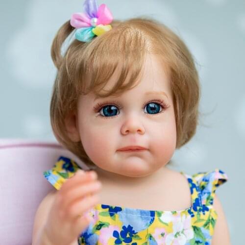 NPK 55CM Maggi Reborn Toddler Girl FUll body Silicone Princess Hand-detailed Paiting Rooted Hair waterproof Toy for Girls