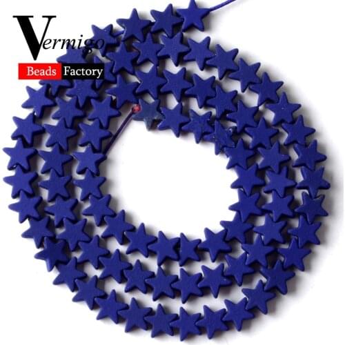 Wholesale Dark Blue Pentagram Shape Nanotech Rubber Hematite Stone Beads For Jewelry Making 6mm Spacer Beads Diy Bracelets 15