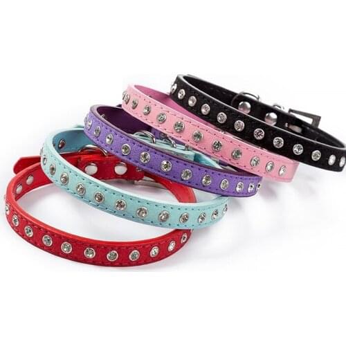 New Rhinestone Pet Collar Shiny Row of Diamond Dog Collars Small Dog Accessories Super Fiber Soft and Comfortable Cat Collar