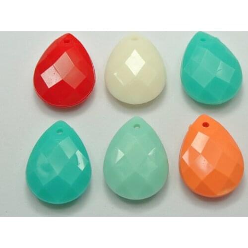 30 Mixed Pastel Color Acrylic Teardrop Charm Pendants 25X18mm