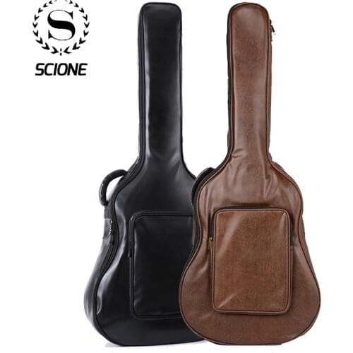 Scione 40 41 Inch PU Leather Waterproof Acoustic Folk Guitar Bag 20mm Thickened Cotton Padded Guitar Backpack Case Handbag K139