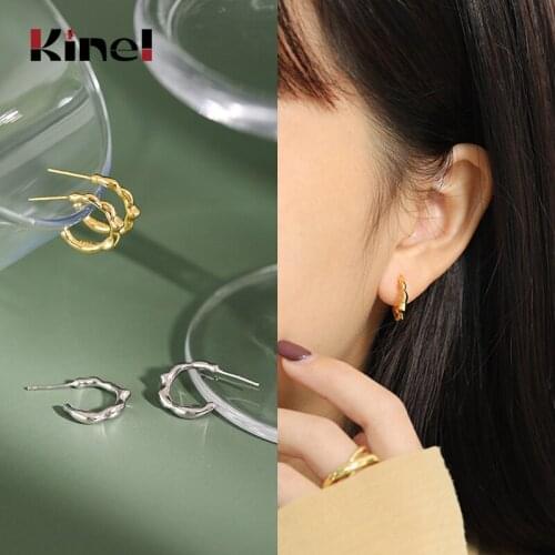 Kinel 100% 925 Sterling Silver Earrings Korea Fashion INS Irregular Minimal Design Silver Earrings Party Wedding Jewelry