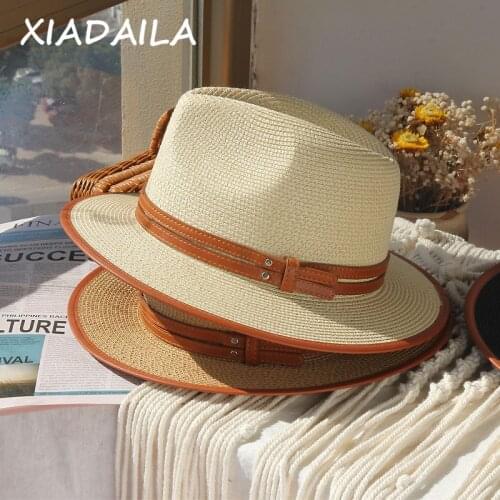 New 2021 Womens summer panama Cap ceremony hat straw hats for women hat for girls spring jazz hat Women womens felt hats Belt