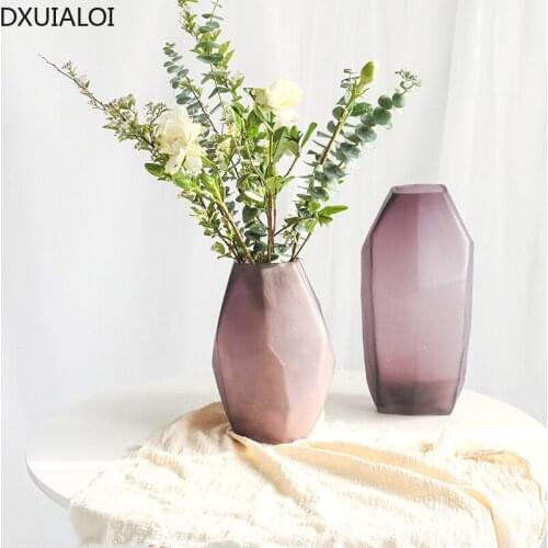 DXUIALOI Nordic Creative Frosted Glass Vase Housewarming Gift Home Living Room Desktop Flower Arrangement Vase Decoration