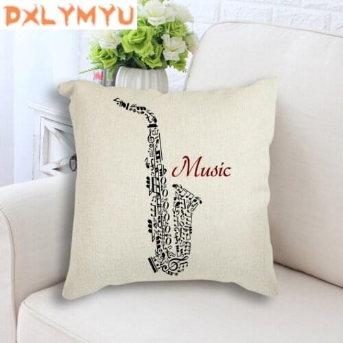 Nordic Style Jazz Music Instrument Throw Pillow Modern Guitar Violin Print Decorative Cushion for Sofa Home Decor Office Chair
