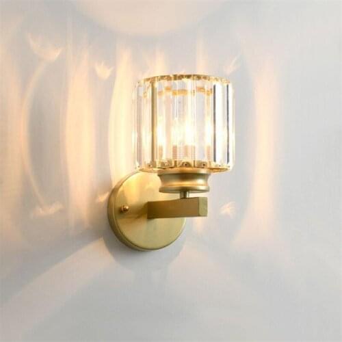 Modern Luxury Crystal Wall Lamp Nordic Living RoomTV Backdrop Wall Lights Aisle Creative Simple Crystal Bedroom Bedside Lamp
